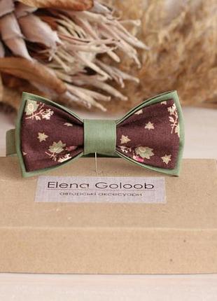Галстук-бабочка elena goloob romantik one size зеленый c коричневым