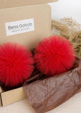 Пара бантов "облачко" на резинке elena goloob ø12 см красный