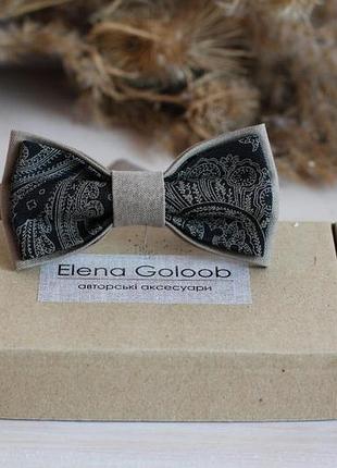 Галстук-бабочка двойной elena goloob бежевый с черным
