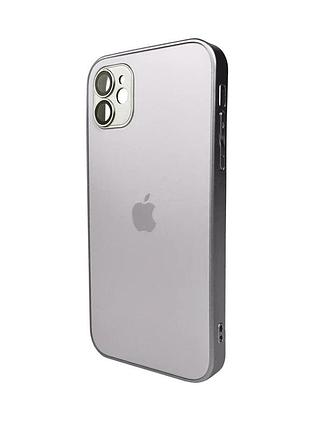 Чохол для смартфона ag glass matt frame color logo for apple iphone 12 titanium grey