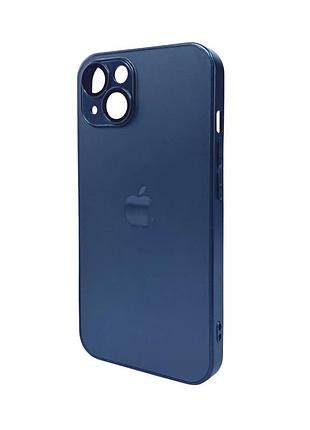 Чохол для смартфона ag glass matt frame color logo for apple iphone 12 navy blue