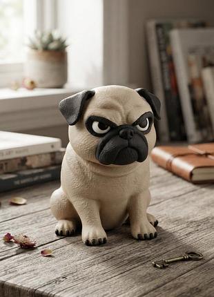 Сердитый мопс фигурка / собака мопс grumpy pug / настольный забавный декор подарка