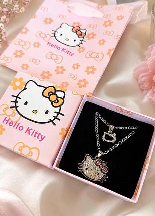 Подарунковий набір "hello kitty" ланцюжок з кулоном у подарунковій упаковці