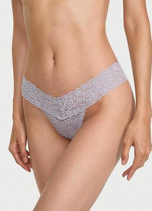 Жіночі трусики victoria's secret (289959653) lace thong m сірі