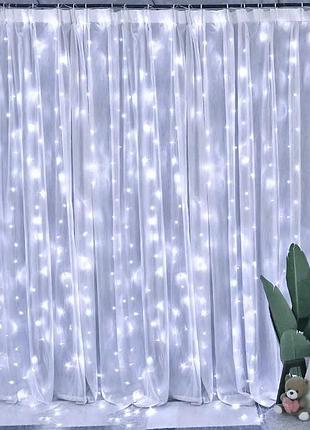 Гірлянда світлодіодна штора xmas 200 led 3х2 м білий usb