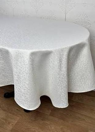 Скатертина жакардова 160х300 см oval ivory