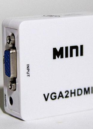 Переходник vga на hdmi конвертер для пк, ноутбука, видео регистратора адаптер преобразователь с аудио и внешним питанием hdmi -