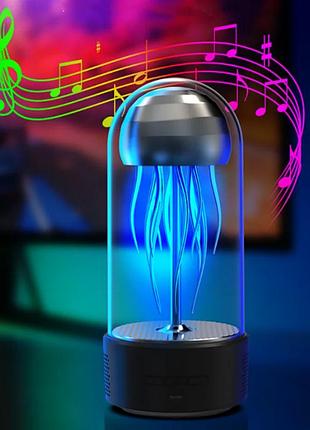 Портативная колонка bluetooth медуза с функцией ночника a-plus на 7 режимов света, объемный звук 360°