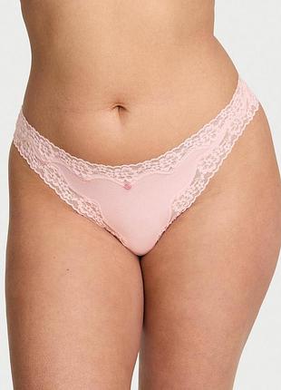 Женские трусики victoria's secret (268996583) cotton lace-waist thong m розовые