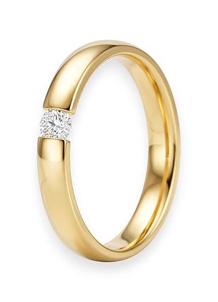 Класична обручка з титанової сталі liresmina jewelry 3 мм з прозорим синтетичним цирконом золотиста розмір 18.5