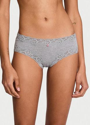 Жіночі трусики victoria's secret (2629968452) cotton lace-waist cheeky s сірі