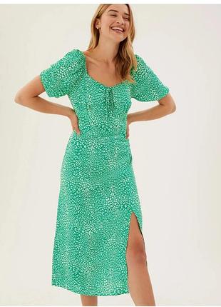 Яскрава зелена сукня-міді marks & spencer (m&s collection) у тваринний принт, розмір uk 18 / xxl (long)
