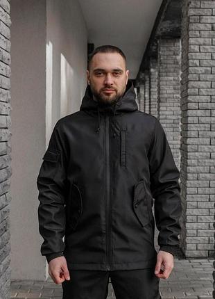 Куртка мужская softshell легкая, черного цвета, водонепроницаемая легкая куртка из материала софтшелл для осени l