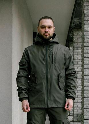 Куртка мужская softshell легкая, хаки, водонепроницаемая легкая куртка из материала софтшелл для осени xxl