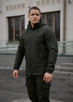 Куртка мужская softshell, цвета хаки, водонепроницаемая куртка из материала софтшелл для осени 4xl