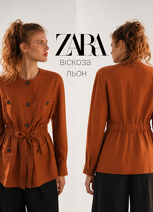 Zara жакет сафари на основе льна и вискозы