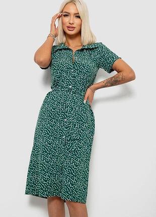 Сукня жіноча в горох софт, колір зелений, 257r175