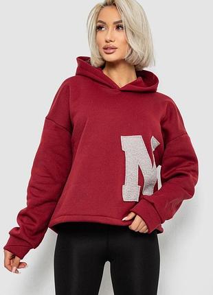 Худи женский с капюшоном на флисе, цвет бордовый, 257r335