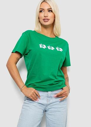 Футболка жіноча з принтом, колір зелений, 221r5072