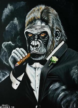 "шеф" картина акрилом (70х50) полотно на подрамнике, лак