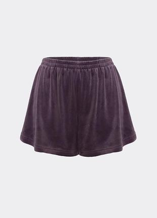 Жіночі трикотажні шорти з велюру giulia soft winter 4220/080 l/xl violet-dark lavender, велюрові, з бавовни