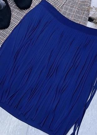 Літня спідниця zara m коротка спідниця з довгою бахромою синя спідниця зара