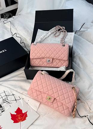 Женская сумка премиум classic flap 25 pink silver/gold hardware