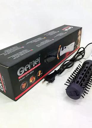 Фен-щітка для волосся gemei gm-4826 1000w • обертовий фен-браш для сушіння, укладання, об’єму та створення природної хвилі