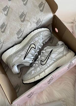 Серебристые кроссовки унисекс nike p-6000 white silver black х найк 40