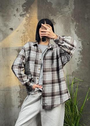Рубашка в клітку brown/ grey тр6811
