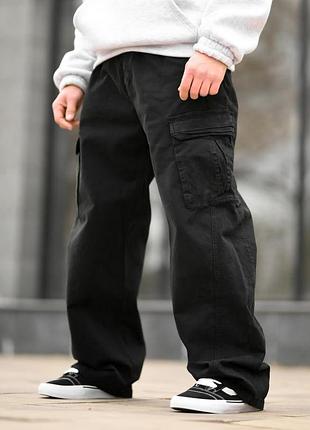 Карго штаны oversize (black) черные вт5300