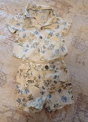Новый летний костюмчик шорты/рубашка с цветами 3-6 мес. primark