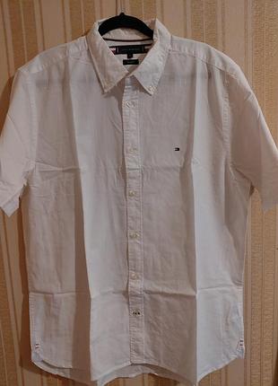 Чоловіча біла сорочка tommy hilfiger, розмір xl (regular fit)