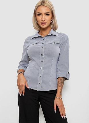 Рубашка классическая в полоску, цвет серый, 230r643-1