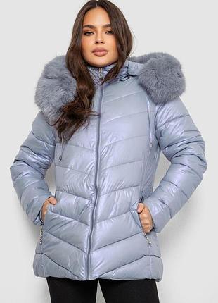 Куртка жіноча зимова коротка, колір блакитний, 244r23-611