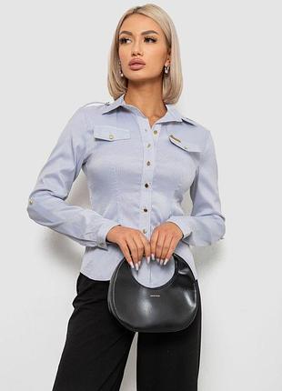 Рубашка классическая в полоску, цвет серый, 230r646