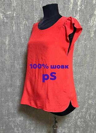 Блуза з коротким рукавом червона з натурального шовку ,100% silk ,lindex s