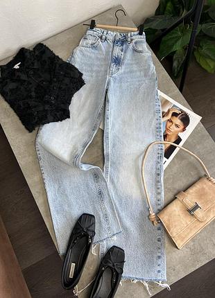 Джинси жіночі zara прямого крою блакитні розмір xs