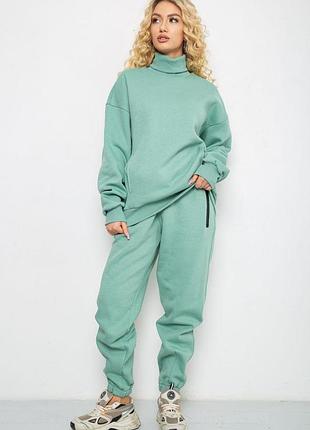 Спортивный костюм женский на флисе, цвет оливковый, 102r7723