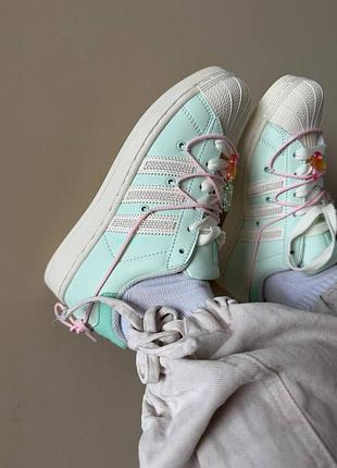 Adidas superstar lite aqua white  double lace-up shoe