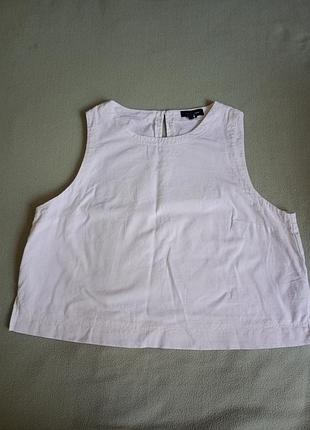 Топ женский new look белого цвета, подойдет на размер l/xxl, состав 55% льна,45% вискозы, меет нюанс находится на фото