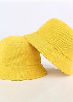 Панама вельвет желтая, унисекс