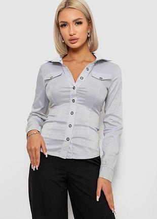 Рубашка классическая в полоску, цвет серый, 230r641