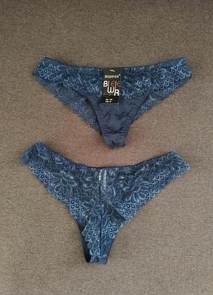 Трусики-стринги biweier 44 размер микрофибра+кружево.