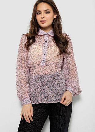Блуза женская с принтом шифоновая, цвет розовый, 230r1502