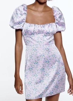 Жіноча сукня zara xs міні квіткова з відкритою спиною