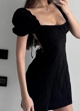 Жіноча чорна сукня zara xs міні з відкритою спиною