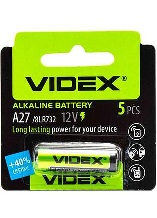 Батарейка videx 12v 27a a27 mn27 8lr732, алкалінова для пульта сигналізації, фотоапарата і бездротових пристроїв