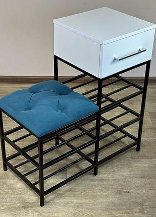 Банкетка для обуви атланта-1r 70 см велюр бирюзовый/белая аляска 2-3-9005