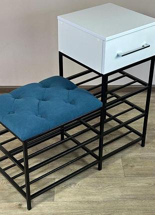 Банкетка для обуви атланта-1r 80 см велюр бирюзовый/белая аляска 2-3-9005
